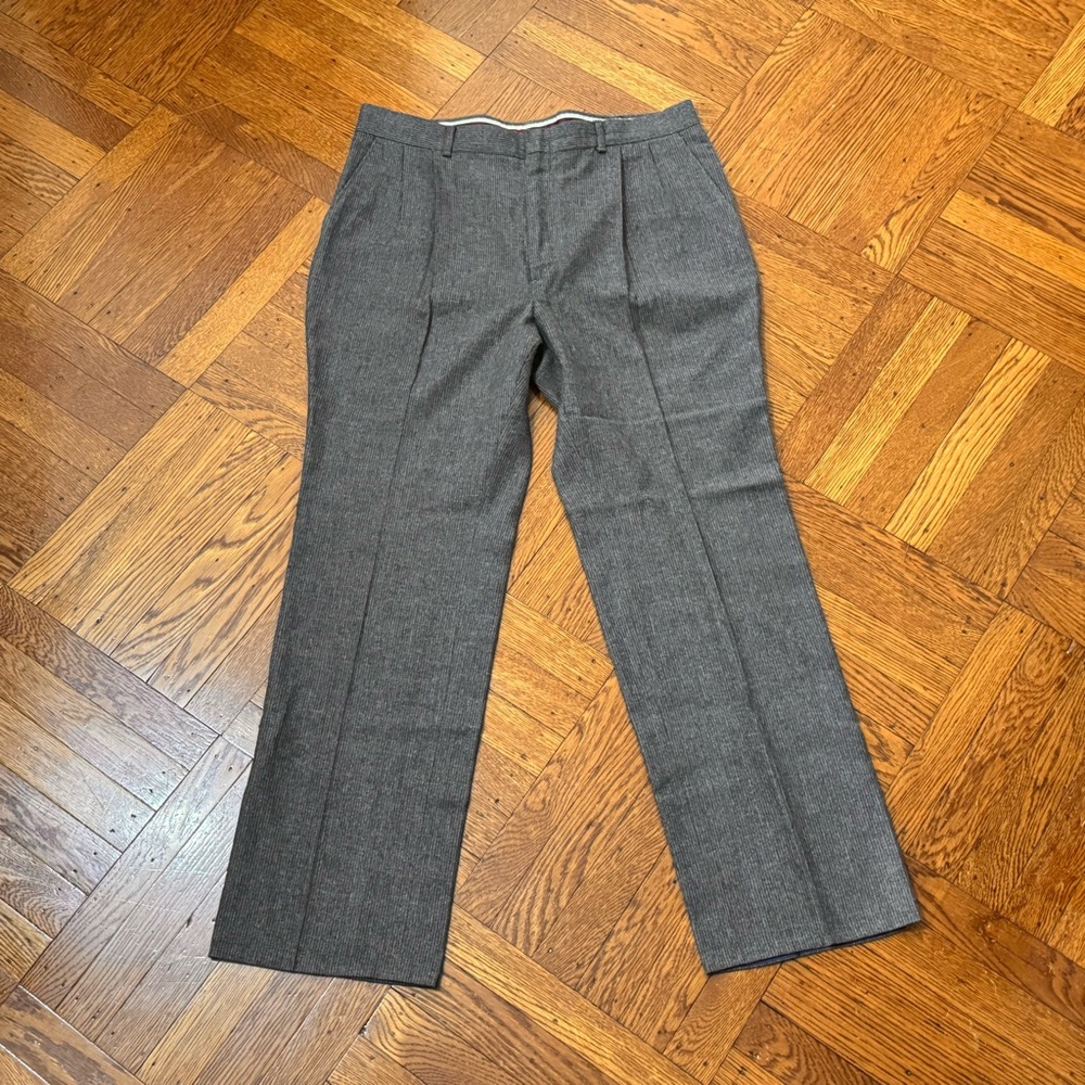 Lee Stripped Wool Pleated Trousers Pants USA Made Italy Mens 36x30